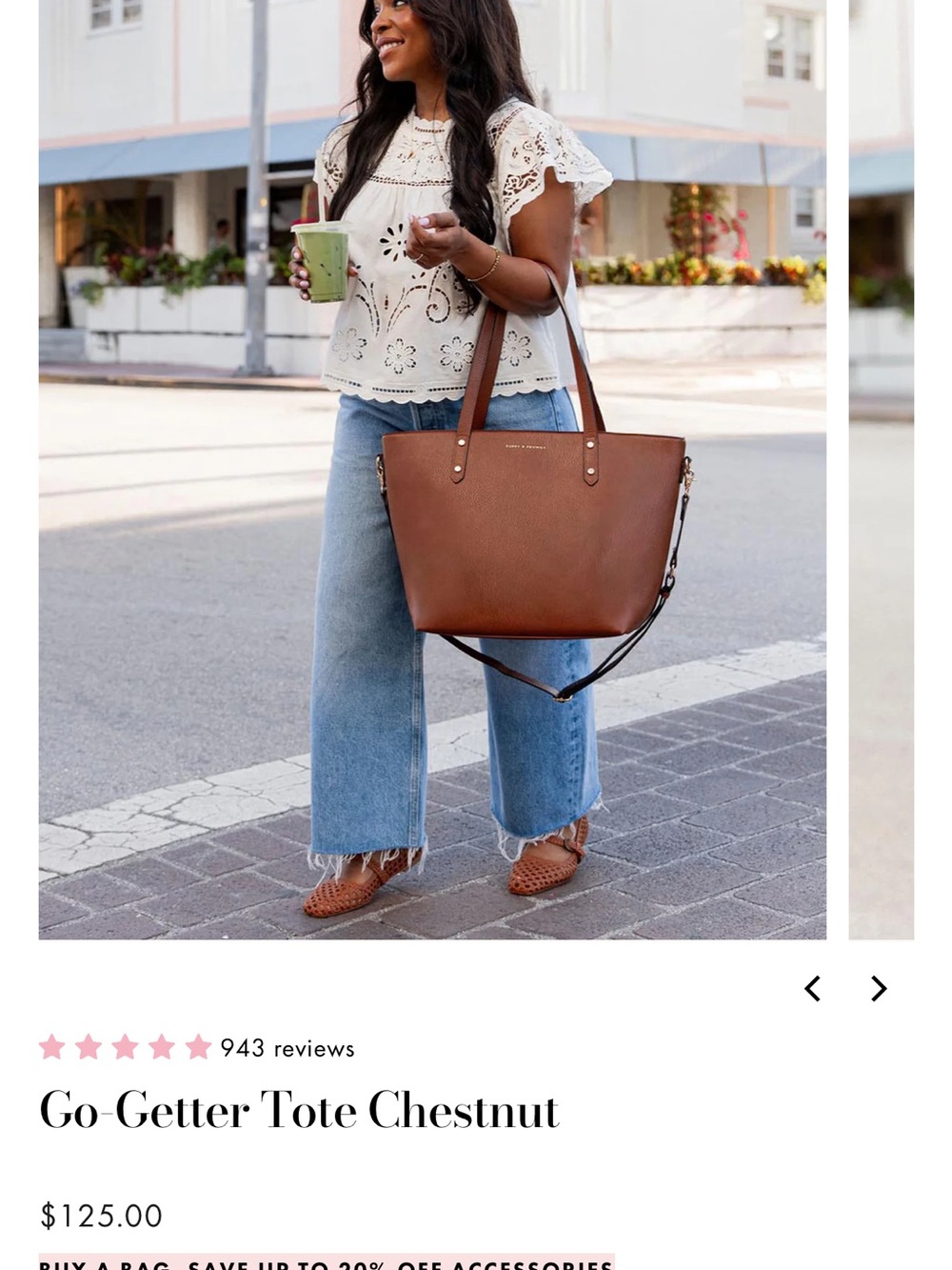Poppy & Peonies Chestnut Leather-Look Tote with Crossbody Strap